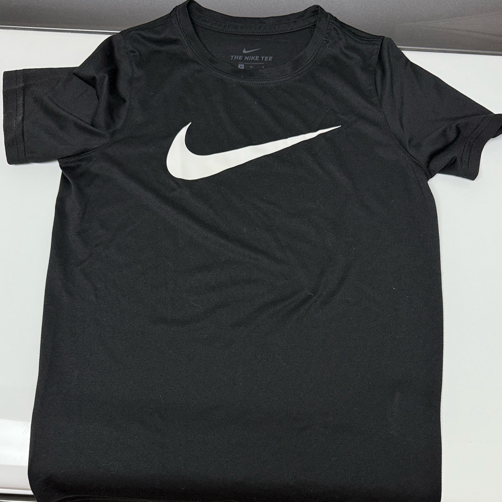 Nike Boys DriFit Black Tee with White Logo